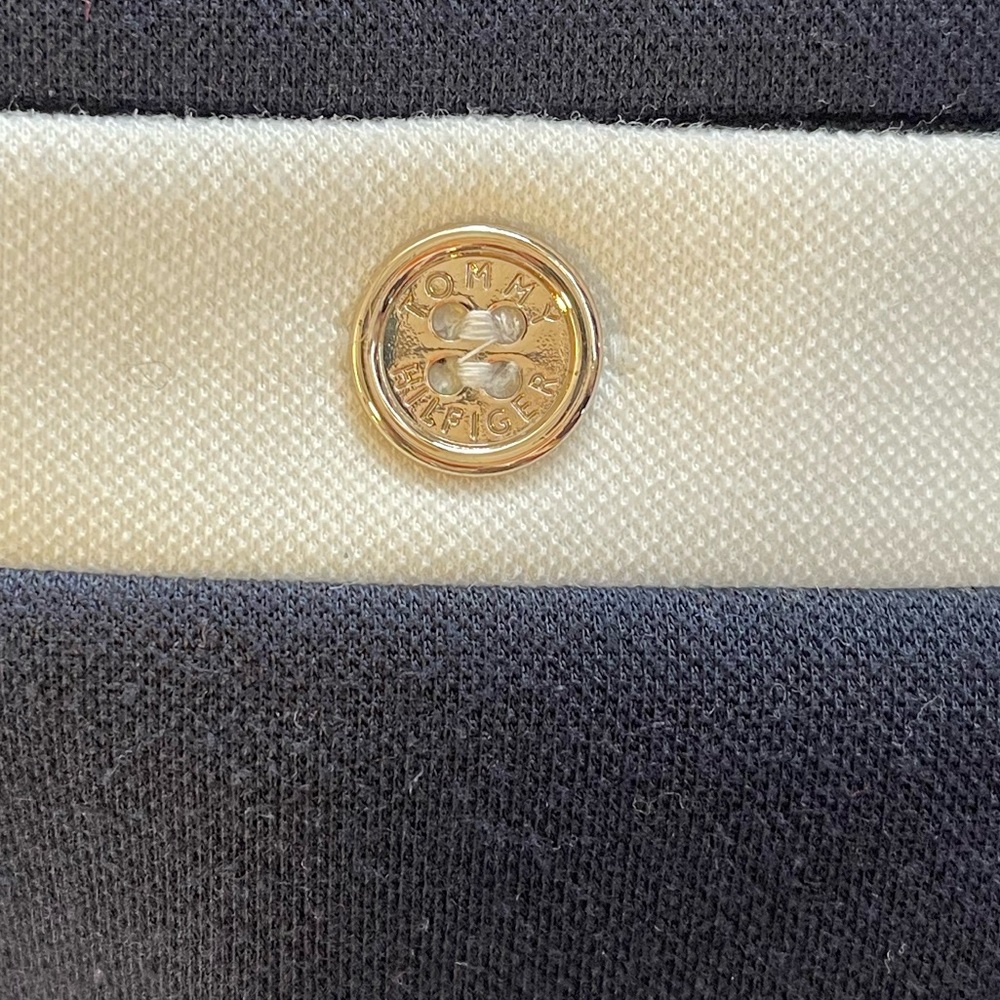 Tommy Hilfiger Navy and White Shift Dress short sleeves with faux pockets - Picture 7 of 8
